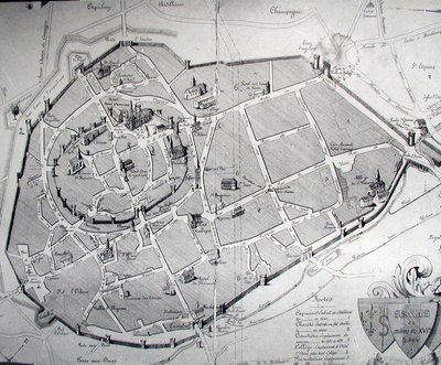 Senlis plan de ville milieu 16ème